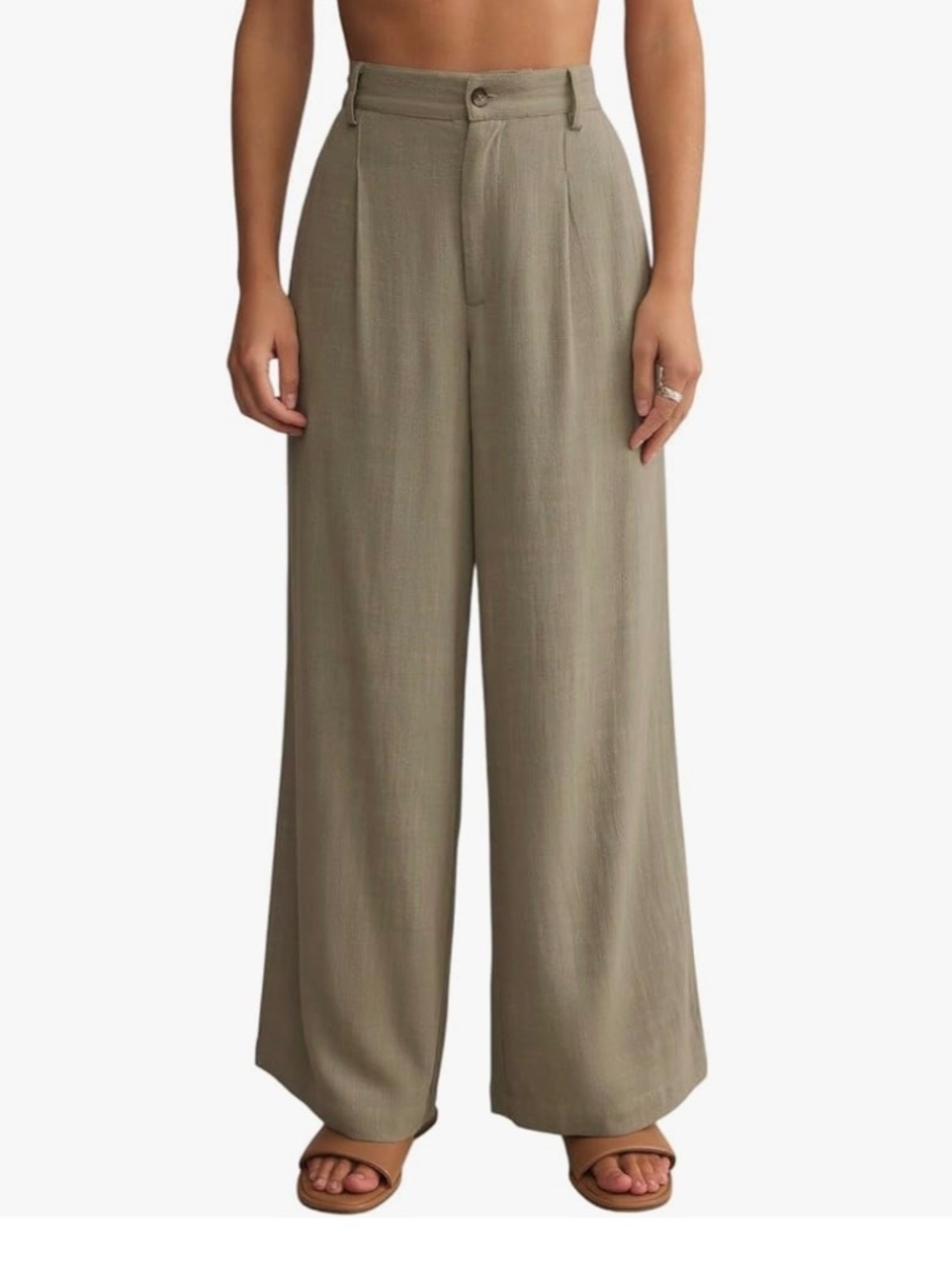 NWT Z Supply Vista Linen Pant XS Dusty Palm Wide Leg Linen Blend Ankle Pant